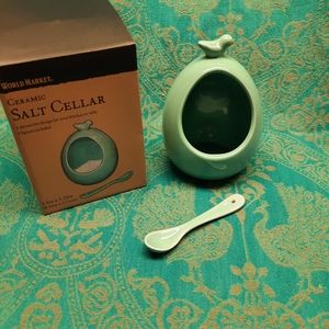World Market ceramic salt cellar with spoon